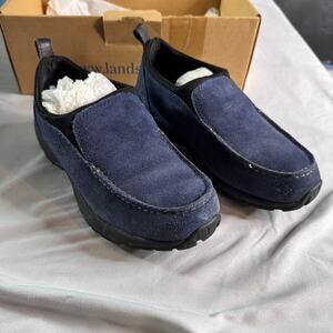 Lands’ End Navy Blue Suede Slip On Shoes Womens 6.5B Comfort Loafers Casual